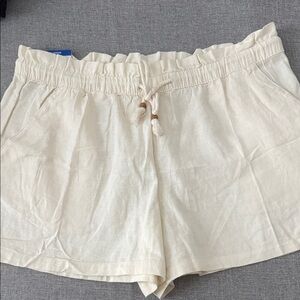 Hang Ten Women's linen blend Cream Drawstring Shorts
